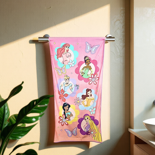 Blossoms kids jasmine (Alladin) printed Towels | 100% Cotton towels| | safe for kids | big size -29x62  inch | set of 1 pc .