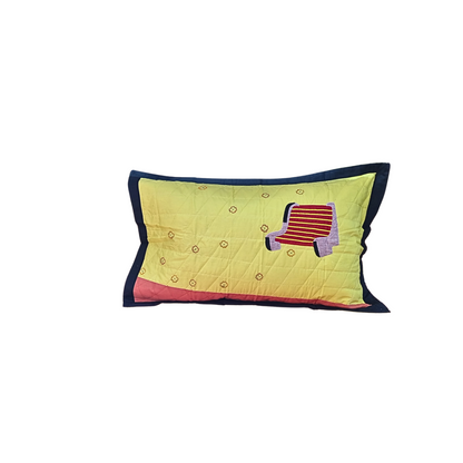 Blossoms kids Mickey and Minnie mouse embroidery patch work pure cotton bedsheet with 2 embroidered pillows .