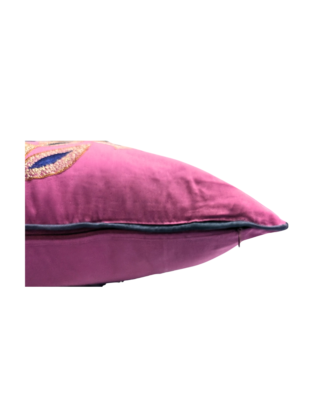 Blossoms highlighter magenta & Blue cotton  fabric Cushion cover embroidery | 16x16 inch | super premium zari embroidery | |pattern cushion covers | pack of 2