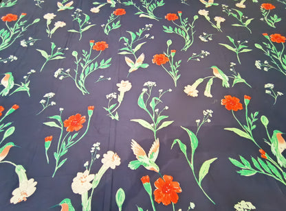 Blossoms blue Printed double bed king size bedsheet with 2 pillows.