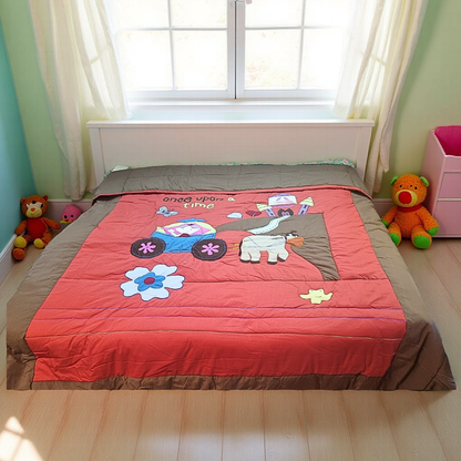 Blossoms kids embroidered patchwork quilt with big size.