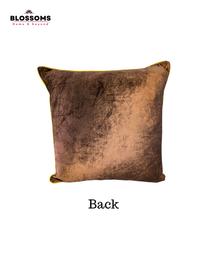 Blossoms embroidered brown velvet Cushion Cover | 16x16 inch cushion covers| flamingo zari embroidery | pack of 1