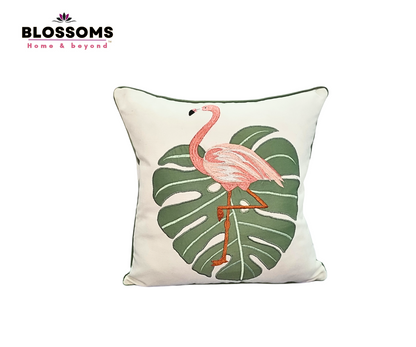 Blossoms Swan embroidery patch work , off white colour , 16x16 inch set of 1 .