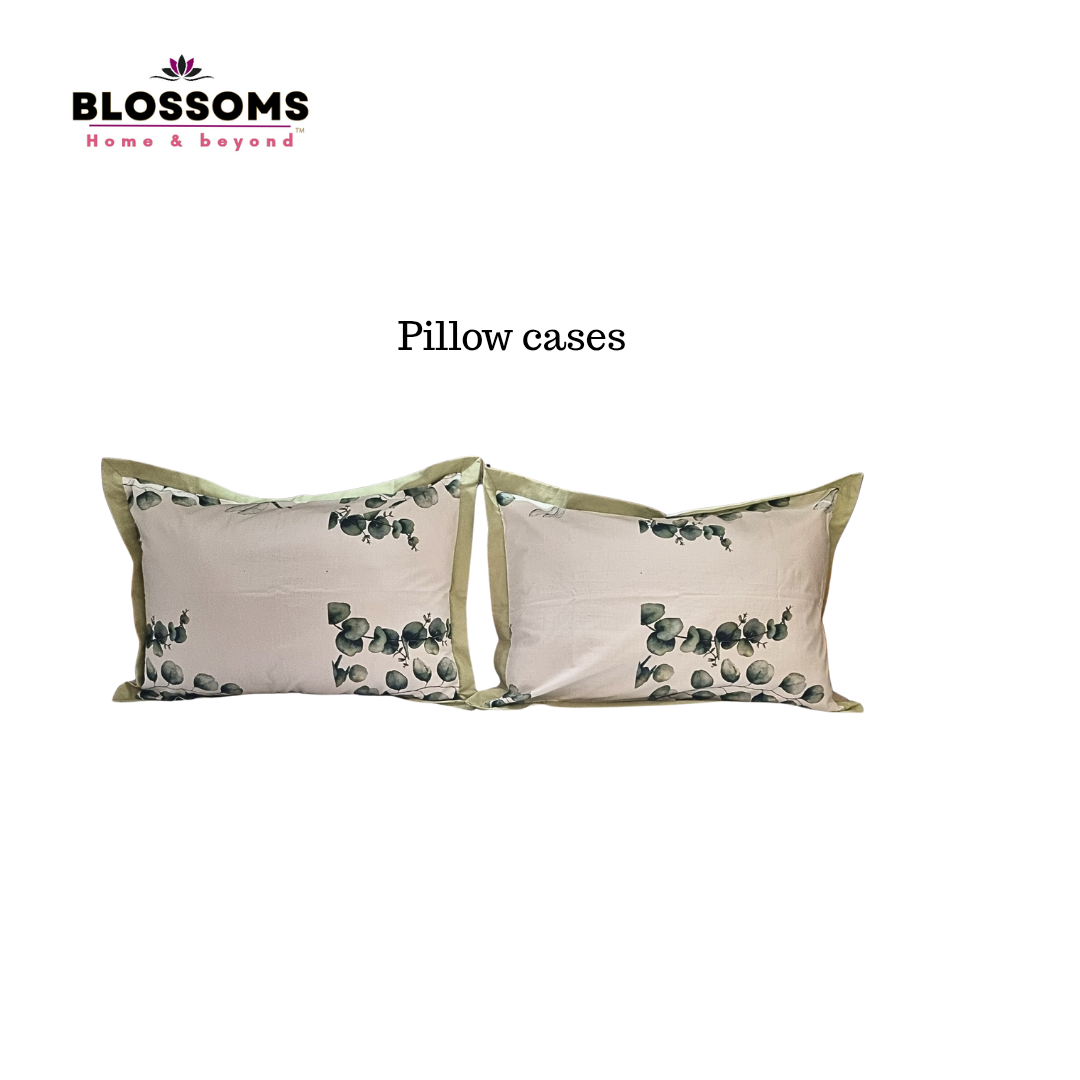 Blossoms designer offwhite embroided patchwork bedsheet. Pure cotton fabric with king size |2 pillow covers|.