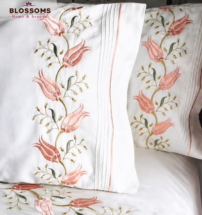 Blossoms designer embroidered bedsheet  |100*100 inch|