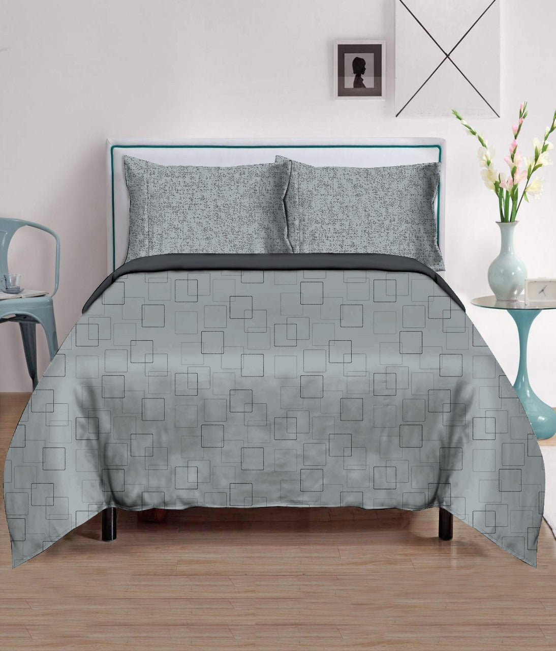 Blossoms micro cotton doublebed 300 gsm bedsheet with 2 pillows.