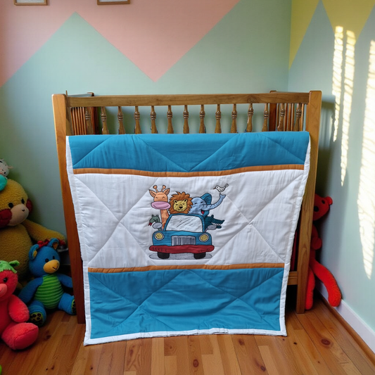Blossoms kids embroidered jungle theme quilt 35"x45" for age upto 4 years.
