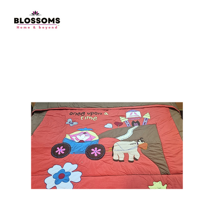 Blossoms kids embroidered patchwork quilt with big size.