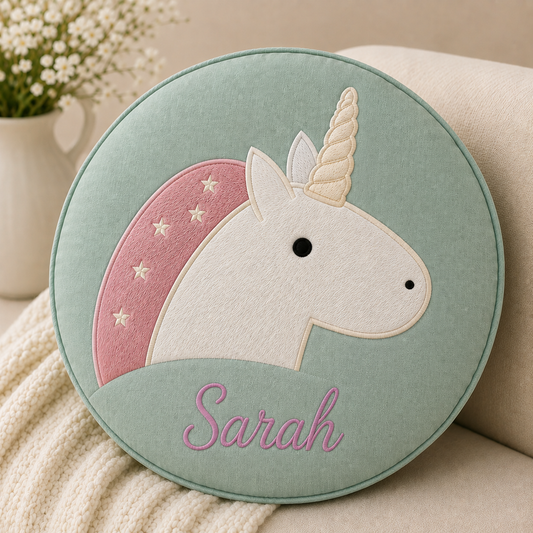 Blossoms kids round cushion with filler.