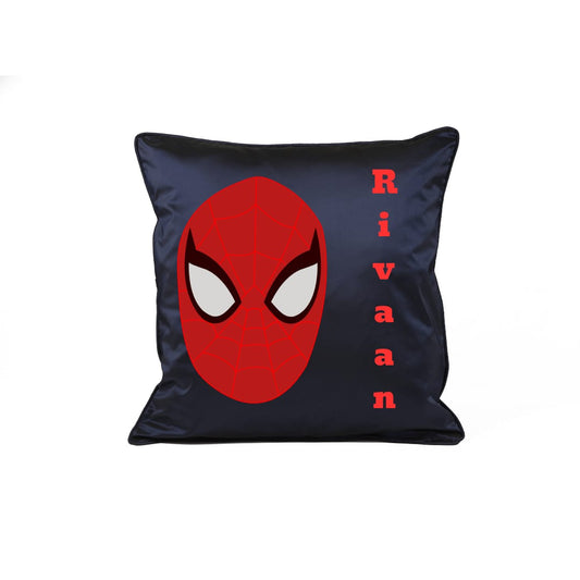 "Spiderman" theme embroidered personalised cushion.Best for gifting.Name can be changed