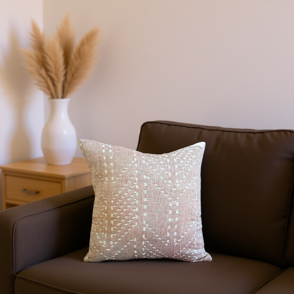 Blossoms Cushion's winter collection with very heavy and warm cotton , light peach   colour ,with self work | 16x16* inch |pattern cushion covers | pack of 1