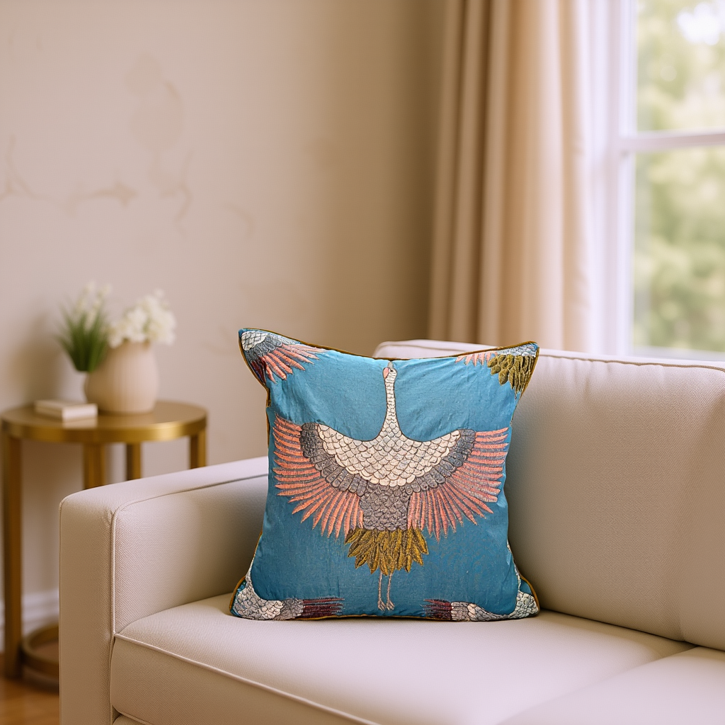 Blossoms designer Embroidered premium Cushion Cover 16x16 inch.