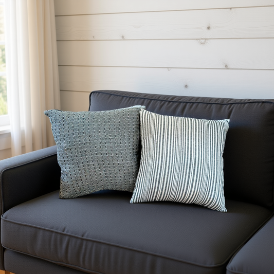 Blossoms Cushion's winter collection with very heavy and warm cotton , grey and white lining  colour ,with self work | 16x16* inch |pattern cushion covers | pack of 2