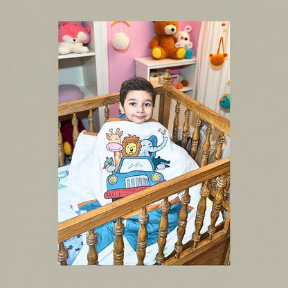 Blossoms kids embroidered jungle theme quilt 35"x45" for age upto 4 years.