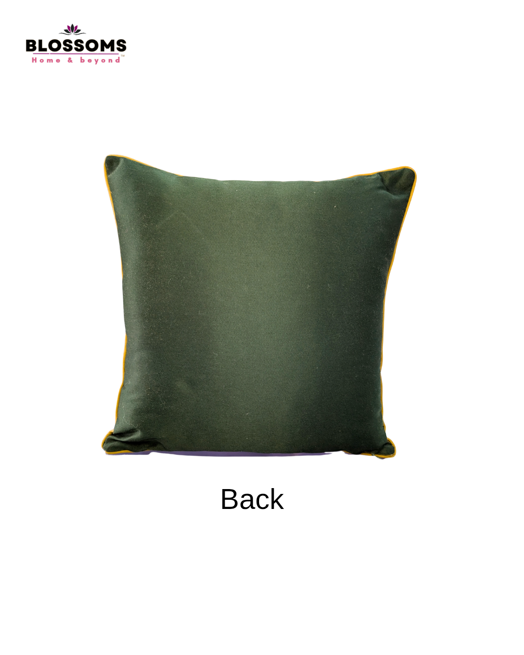 Blossoms embroidered bottle green cotton Cushion Cover | 16x16 inch cushion covers| Bird embroidery | pack of 1