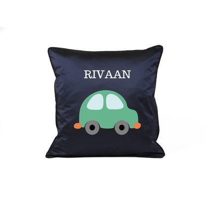 "Kids Car" theme embroidered personalised cushion.Best for gifting.Name can be changed