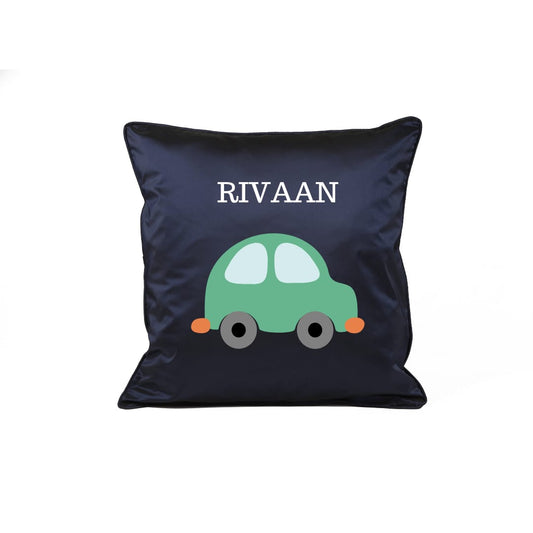 "Kids Car" theme embroidered personalised cushion.Best for gifting.Name can be changed
