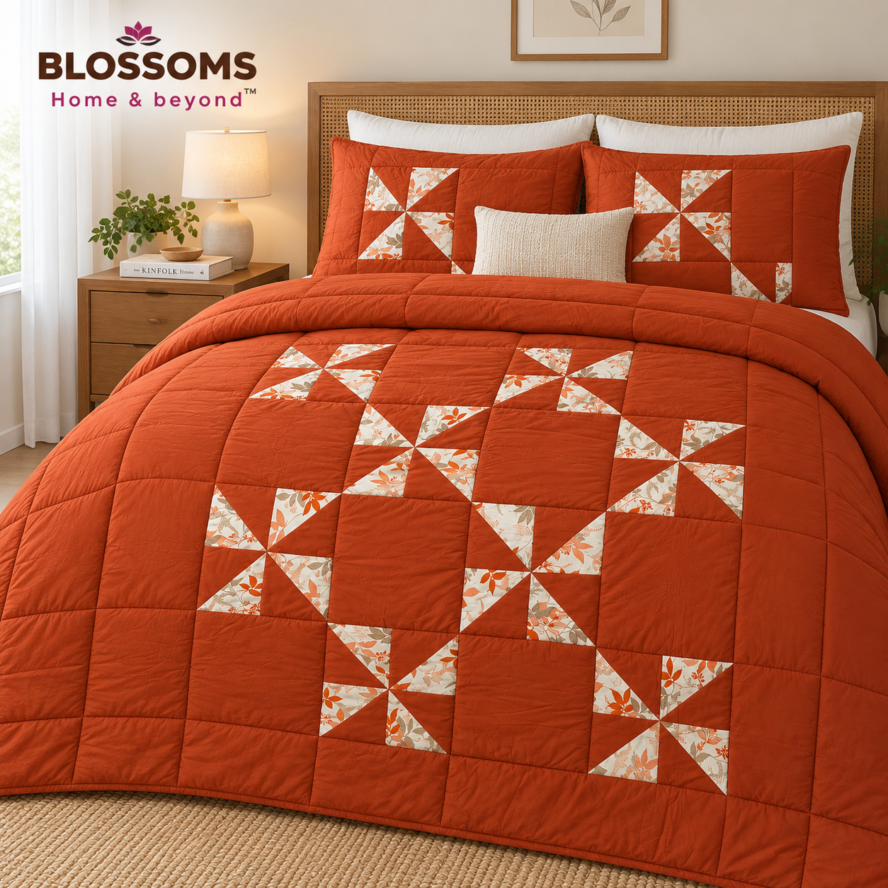 Blossoms patchwork, quilt cum bedcover