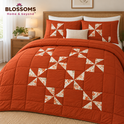 Blossoms patchwork, quilt cum bedcover