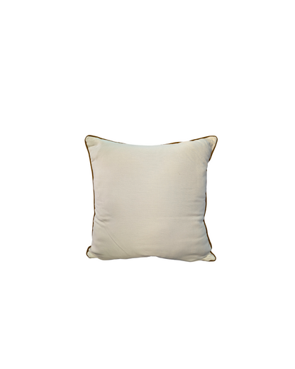 Blossoms embroidered combo of 2 cushion covers golden brown velvet and white cotton Cushion Cover | 16x16 inch cushion covers| floral embroidery | pack of 2