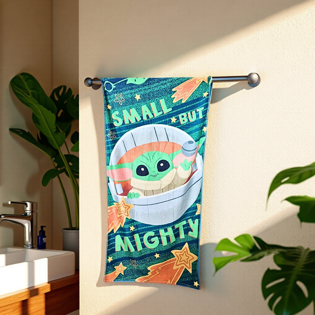 Blossoms kids Baby Yoda cartoon printed Towels | 100% Cotton towels| | safe for kids | big size 36x62 inch | set of 1 pc .