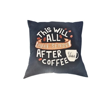 "Coffee " theme embroidered personalised cushion.Best for gifting.Name can be changed