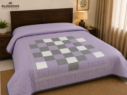 Blossoms Block patchwork quilt cum bedcover .