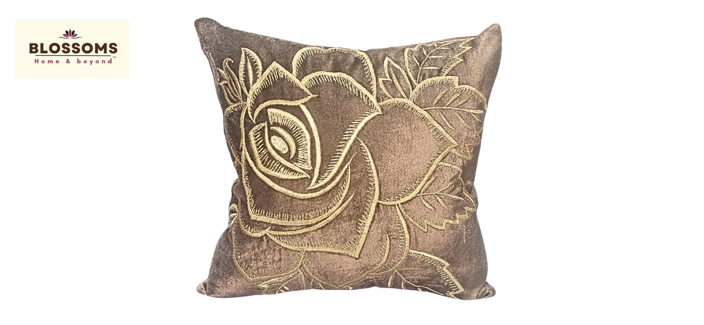 Blossoms Velvet Cushion with zari embroidery all over .  16x16 inch 1 unit each