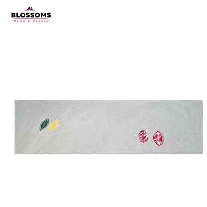 Blossoms cotton very durable bedcover with leaf embroidery and printed pillow covers . Set of 3 pcs. Big size .