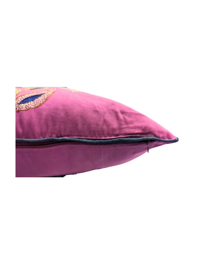 Blossoms magenta colour cotton fabric Cushion covers| 16x16 inch | super premium embroidery | pack of 1