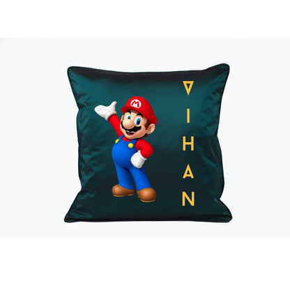Blossoms Personalised Mario theme embroidered cushion with filler.best for gifting.Name can be changed