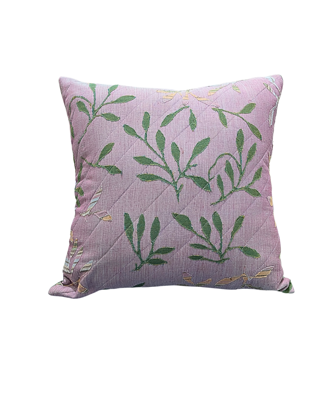 Blossoms patch work light purple cotton Cushion Cover | 16x16 inch cushion covers| leaf patchwork| pack of 1